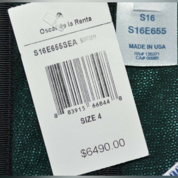 °$6,490 OSCAR DE LA RENTA GORGEOUS SILK OCEAN BLK LACE MIDI RUNWAY DRESS M L - Picture 7 of 12